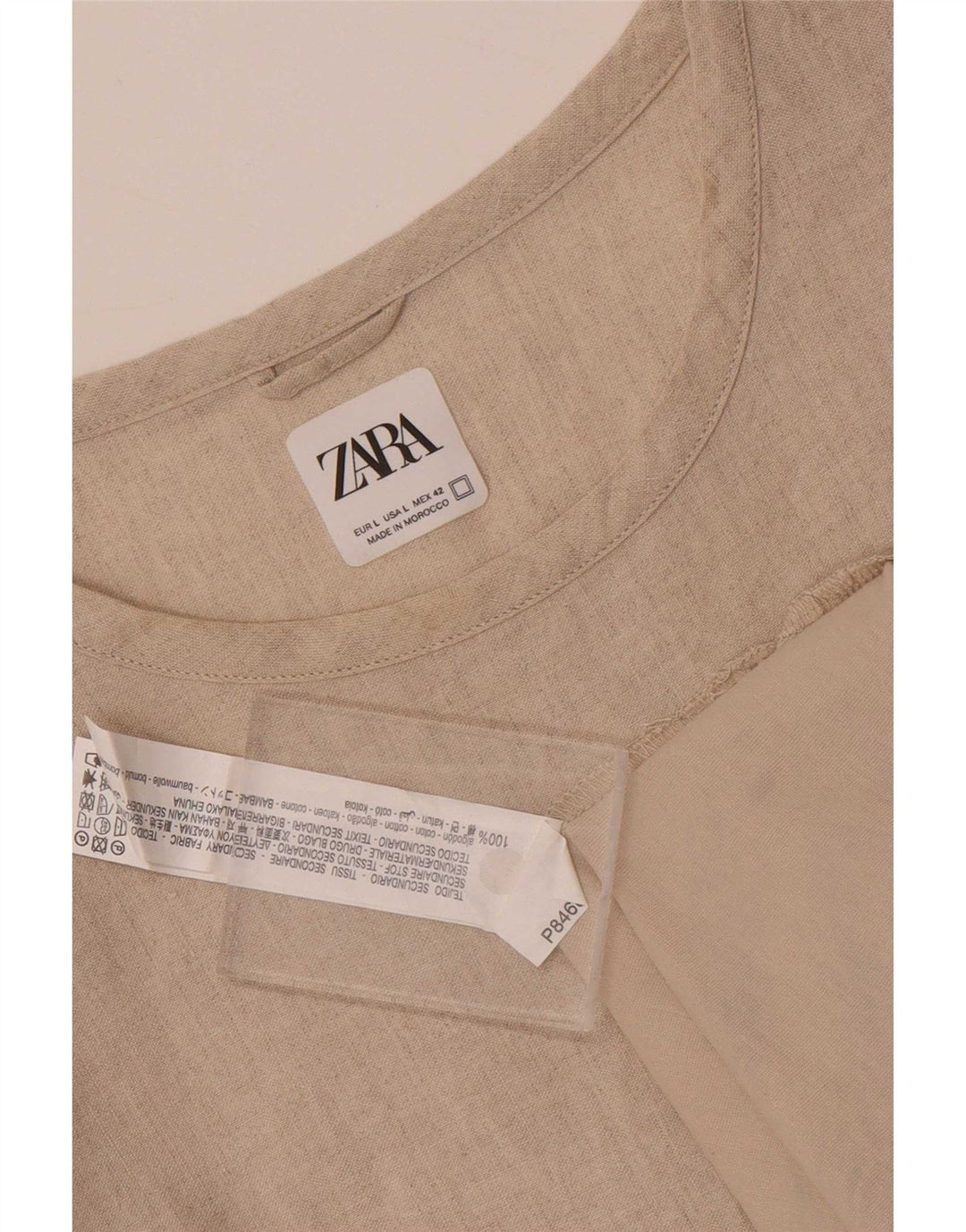Tricou Bărbați Zara Top Mare Bej Bumbac