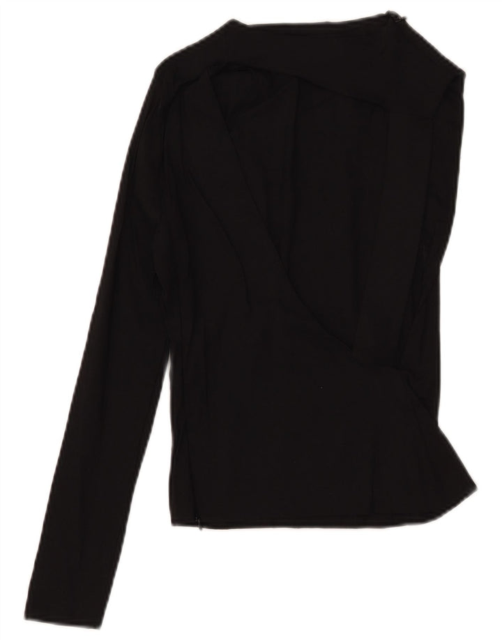Top Crop One Shoulder pentru femei Zara UK 8 Small Black Linen