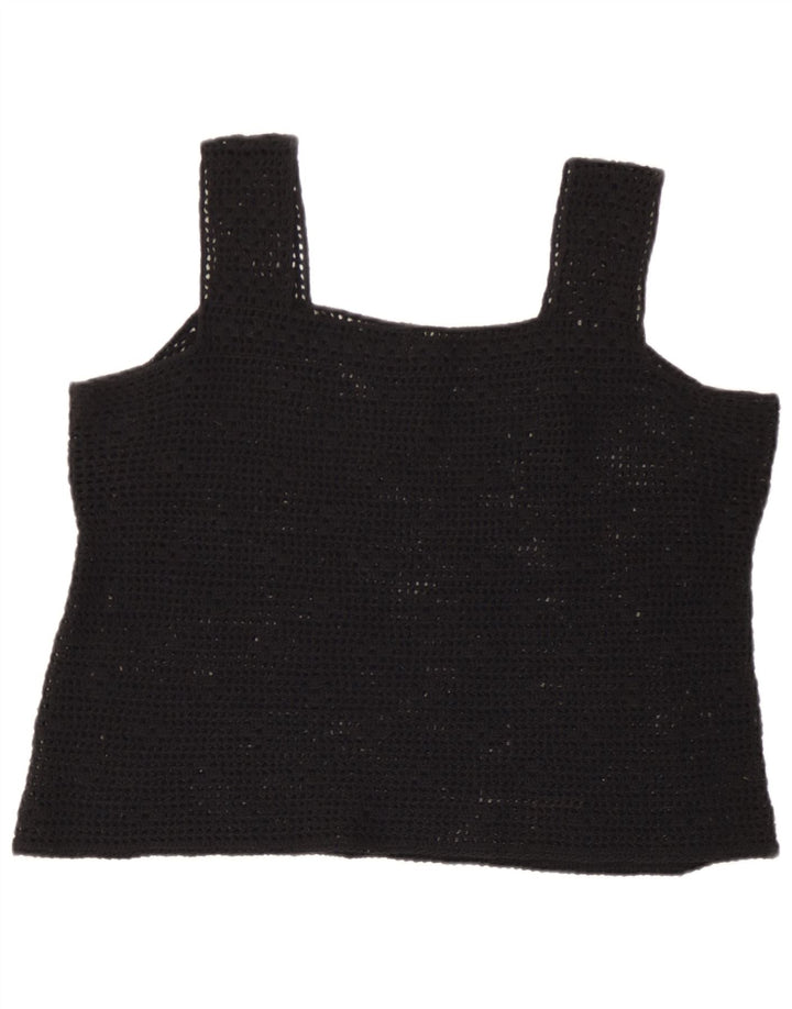 Top cu croșetat vintage pentru femei UK 14 Large Black