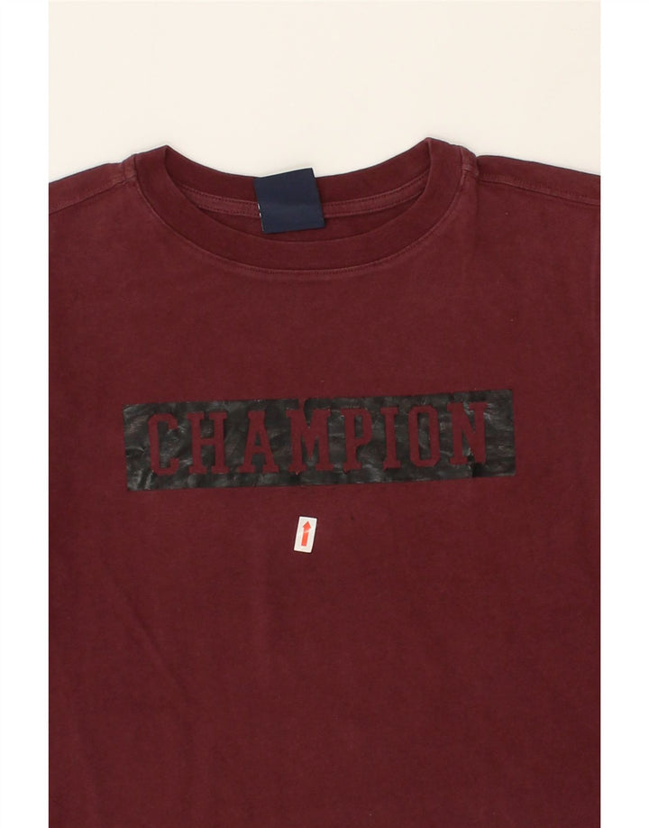 CHAMPION Boys Graphic T-Shirt Top 9-10 Years Medium  Maroon Cotton Vintage Champion and Second-Hand Champion from Messina Hembry 