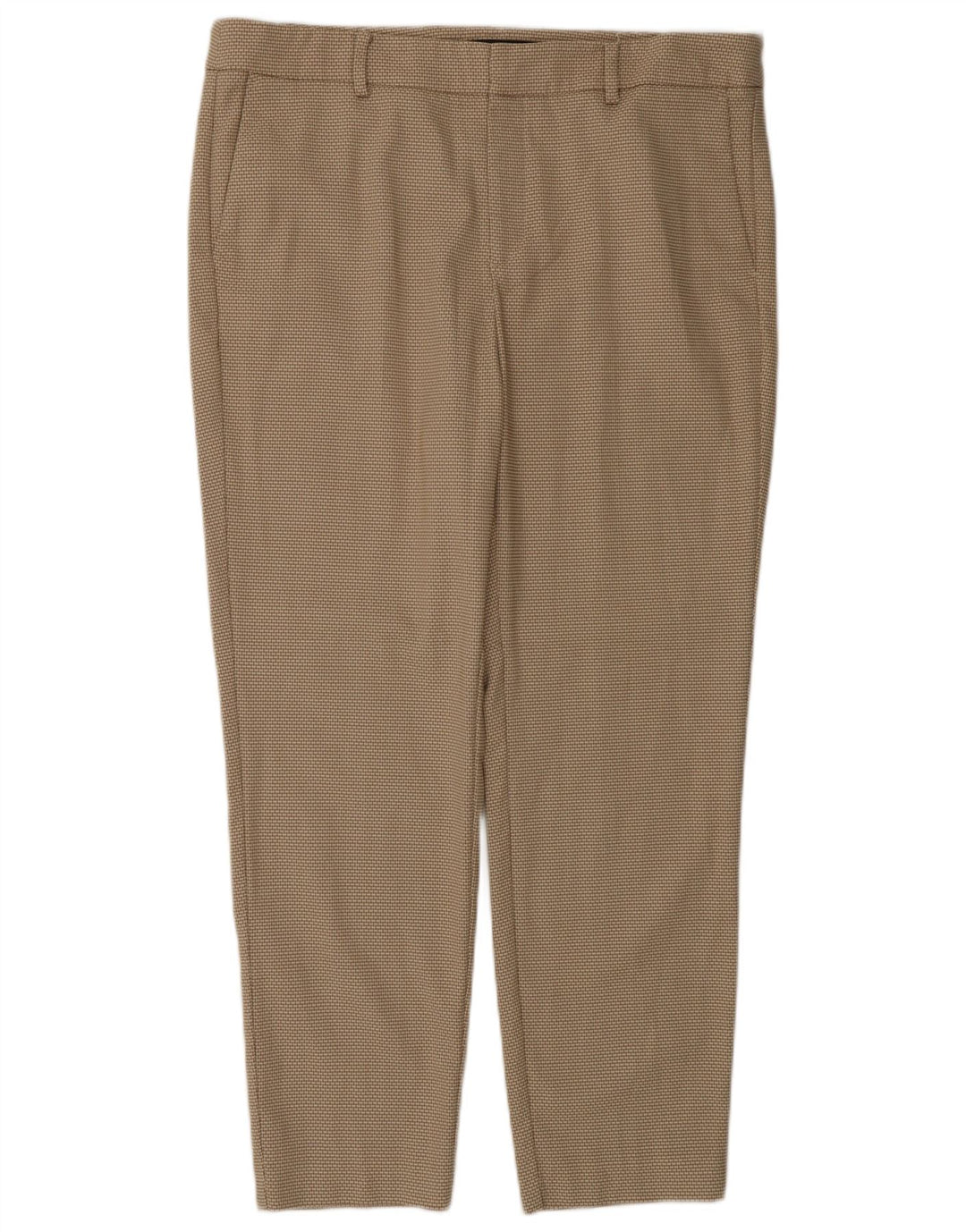 Pantaloni chino subțiri pentru femei Zara EU 42 L32 L27 Bej Poliester Check