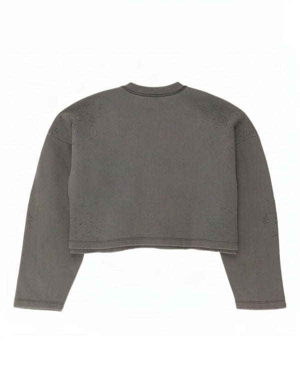 Pulover Oversized Crop pentru Damă Zara UK 14 Bumbac Gri Mediu