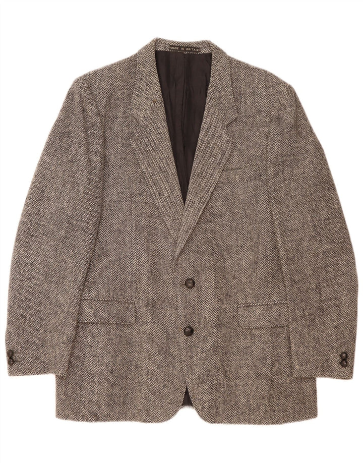 Jachetă pentru bărbați Harris Tweed, cu 2 nasturi, cu 2 nasturi, lână mare, gri