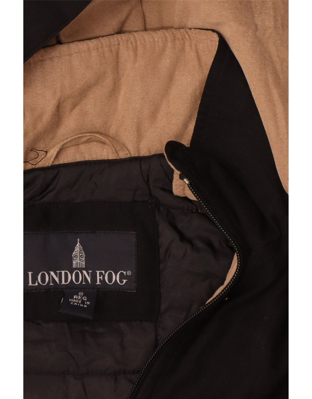 London Fog haină de vânt cu glugă pentru femei UK 10 Poliester negru mic