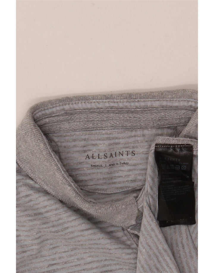 Tricou polo pentru bărbați All Saints, bumbac cu dungi gri mici