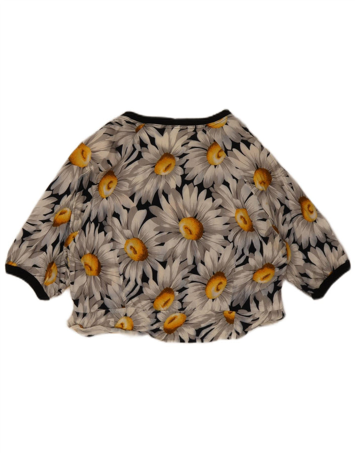 Crop Top Vintage pentru femei UK 12 Medium Bleumarin Floral