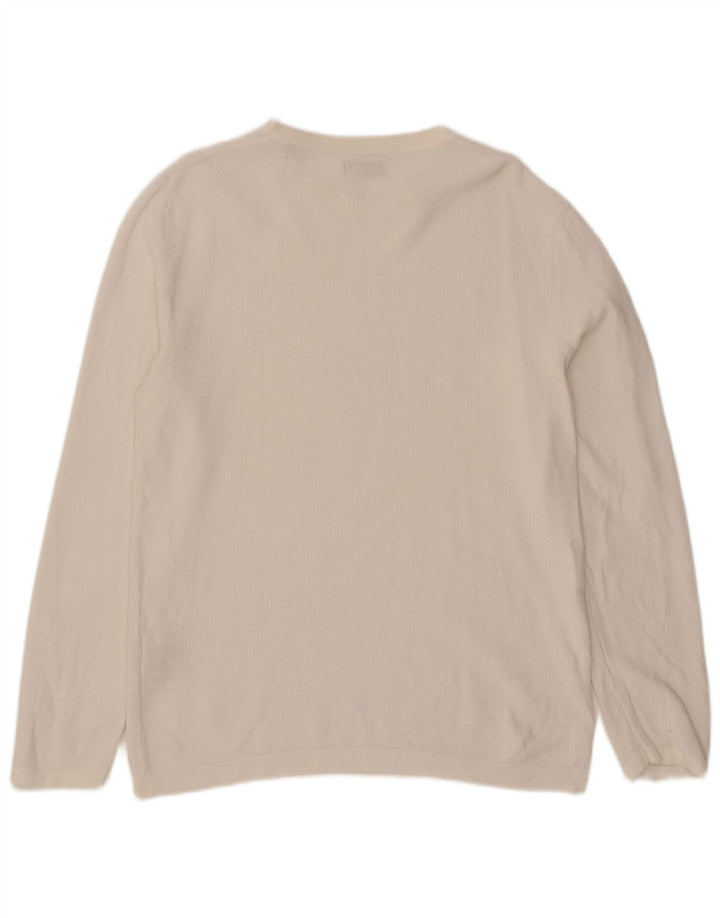 Pulover Jack & Jones pentru bărbați, cu gât crew, bumbac mare, alb