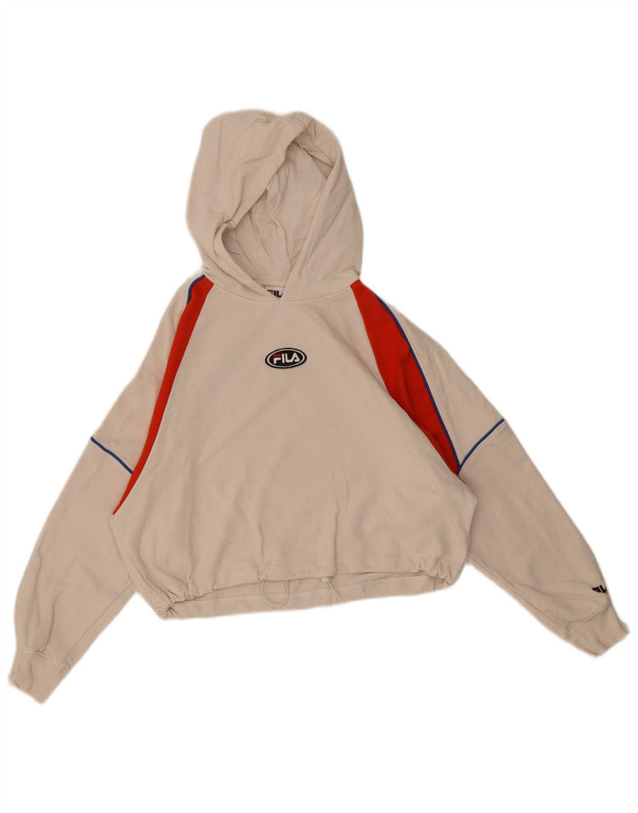 Jumper Fila Crop Oversized Hoodie pentru femei EU 36 Small White Colorblock