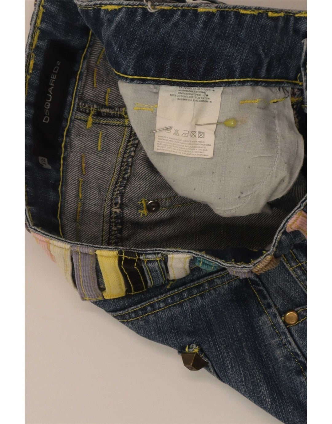 Dsquared2 Fusta mini denim pentru femei IT 42 Medium W30 Bumbac color-bloch albastru