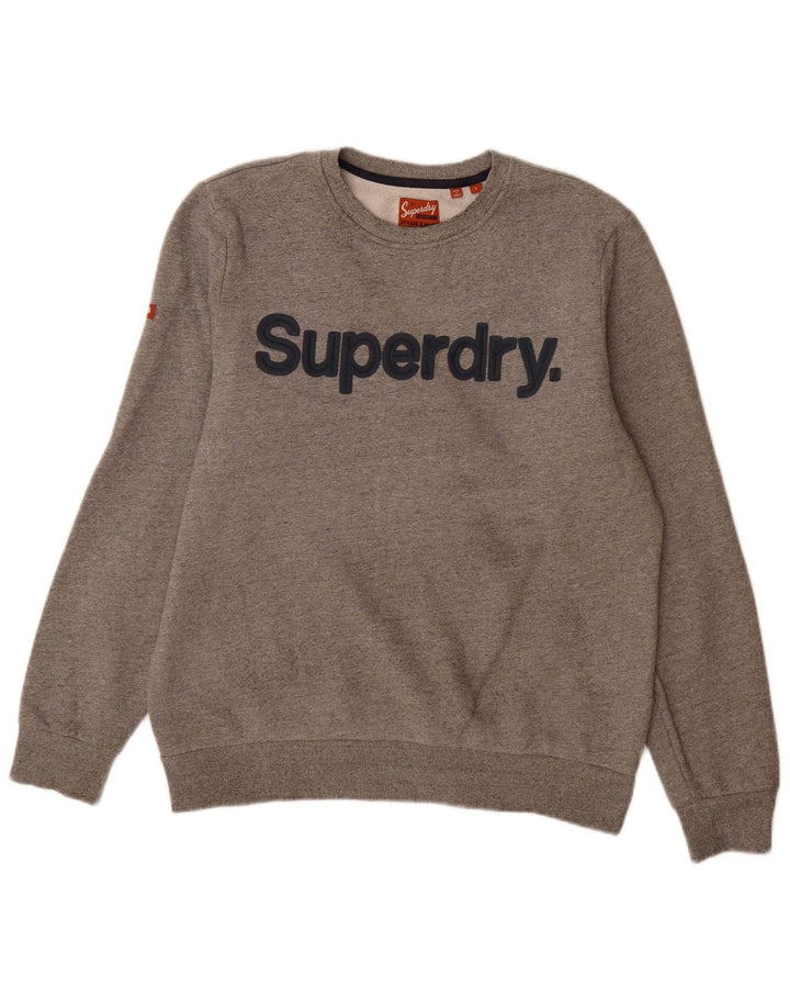 Hanorac grafic Superdry pentru bărbați Pulover mare, gri, bumbac cu pete