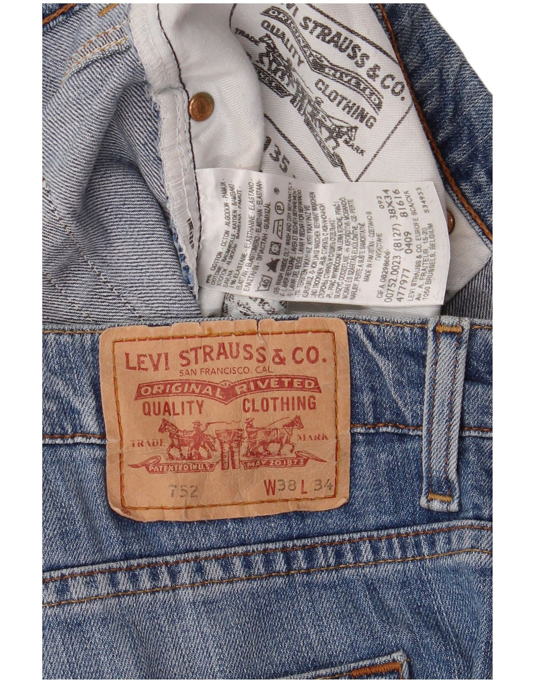 Blugi drepti pentru bărbați Levi's 752 W38 L29 Bumbac albastru