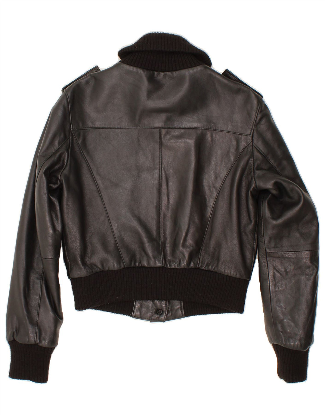 Jachetă de piele crop VINTAGE pentru femei IT 44 Medium Black Leather