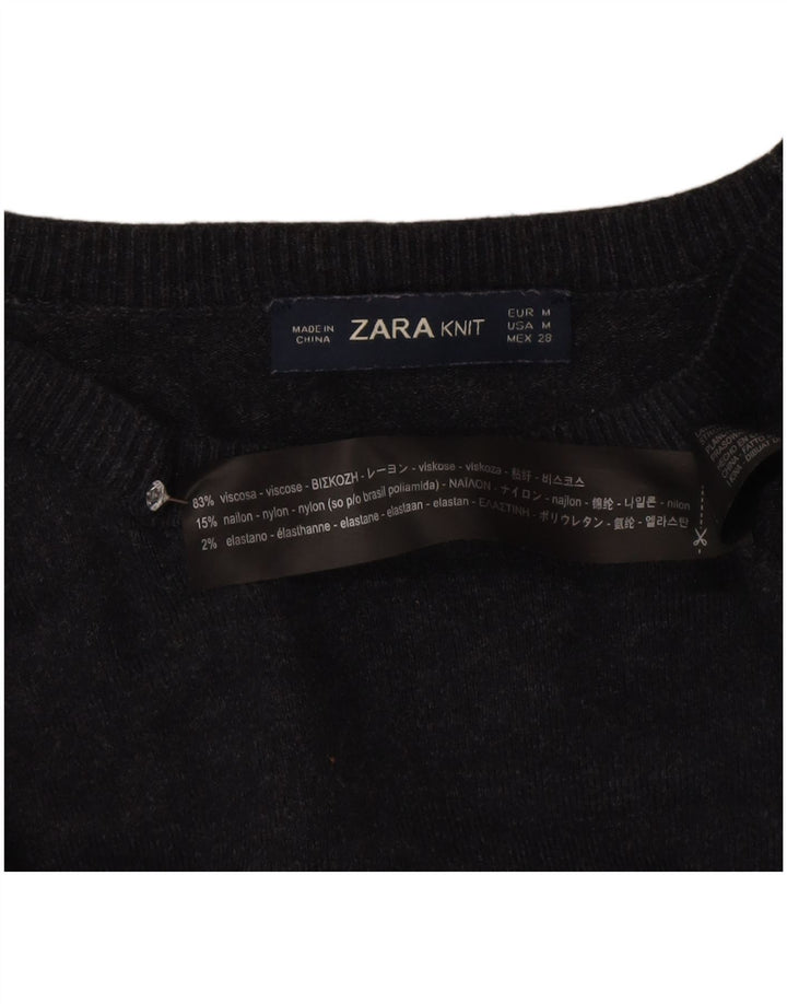 Pulover pentru femei Zara, cu gât de barcă, UK 12, viscoză, gri mediu