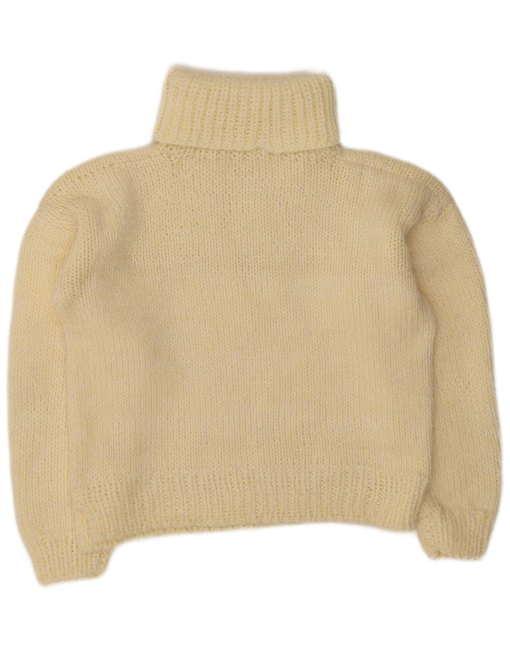 Pulover vintage pentru femei cu gât rulat, UK 14, galben mediu