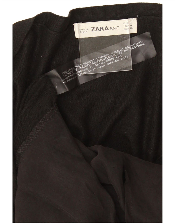Pulover cardigan pentru femei Zara UK 14 Medium Black Cupro