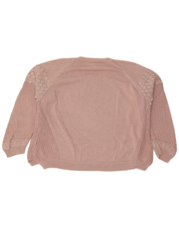 Pulover pentru femei Marks & Spencer, cu gât de barcă, UK 20 2XL, roz, floral
