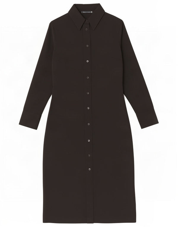 Rochie cămașă cu mânecă lungă pentru femei Zara UK 10 Poliester negru mic