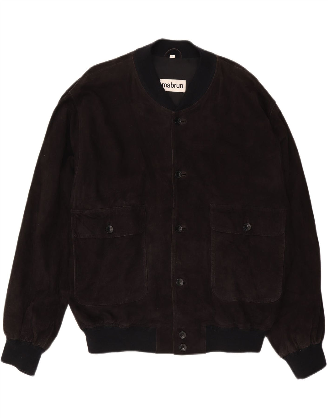 MABRUN Jachetă Bomber din piele intoarsa pentru barbati IT 56 3XL Piele neagra