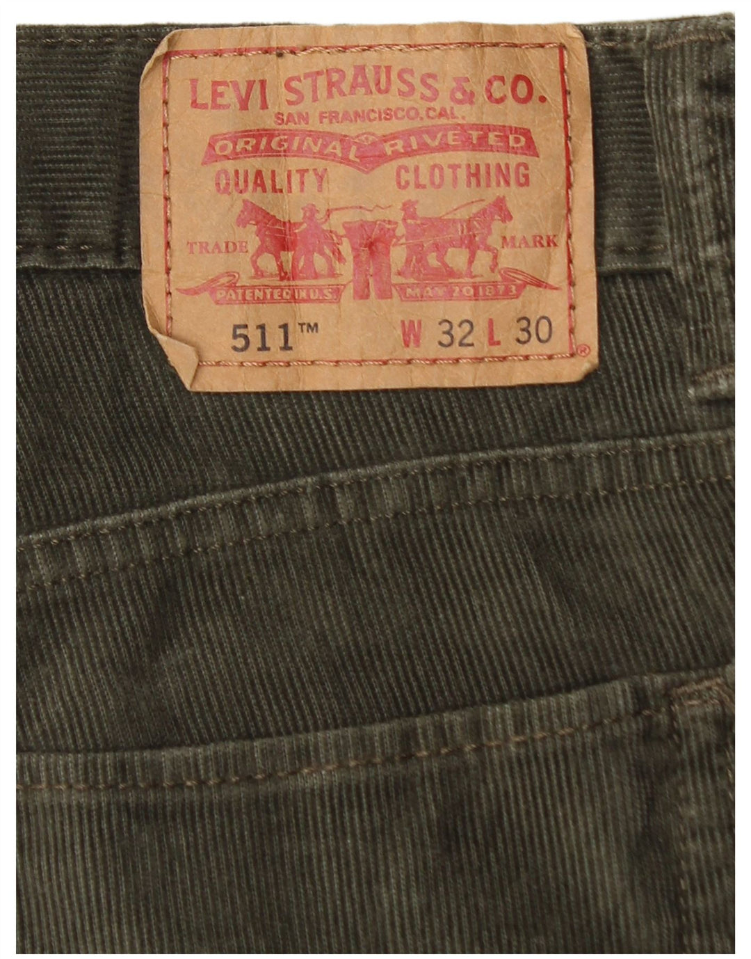Pantaloni 511 subțiri din catifea pentru bărbați LEVI'S L32 L30 bumbac kaki