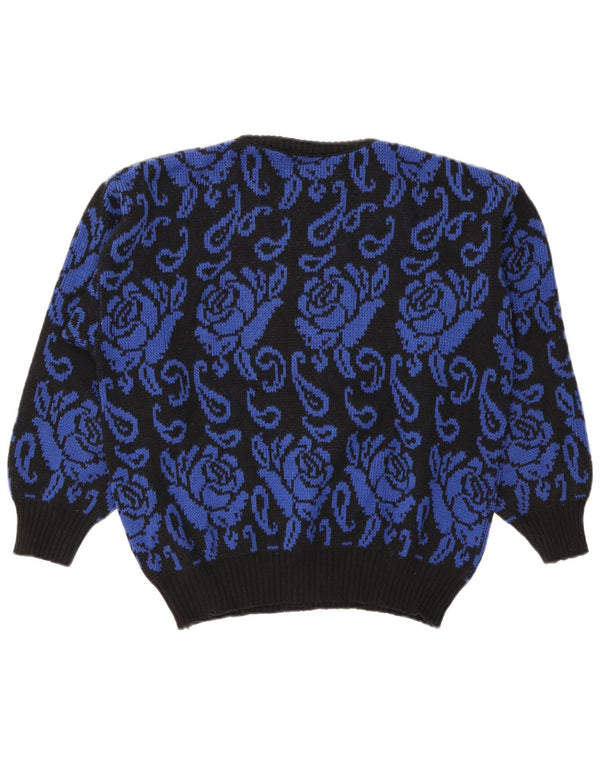S.Oliver Pulover supradimensionat pentru femei cu gât de barcă UK 10 Mic Negru Floral