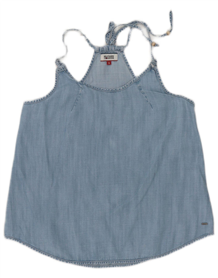 Tommy Hilfiger Womens Halter Top UK 10 Small Blue Lyocell