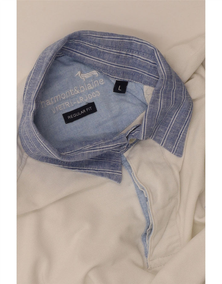 Tricou polo Harmont & Blaine pentru bărbați, cu croială regulată, mare, alb