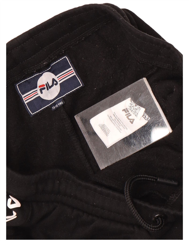 Fila Băieți Grafic Pantaloni Trening Pantaloni Joggeri 13-14 Ani Negru Poliester