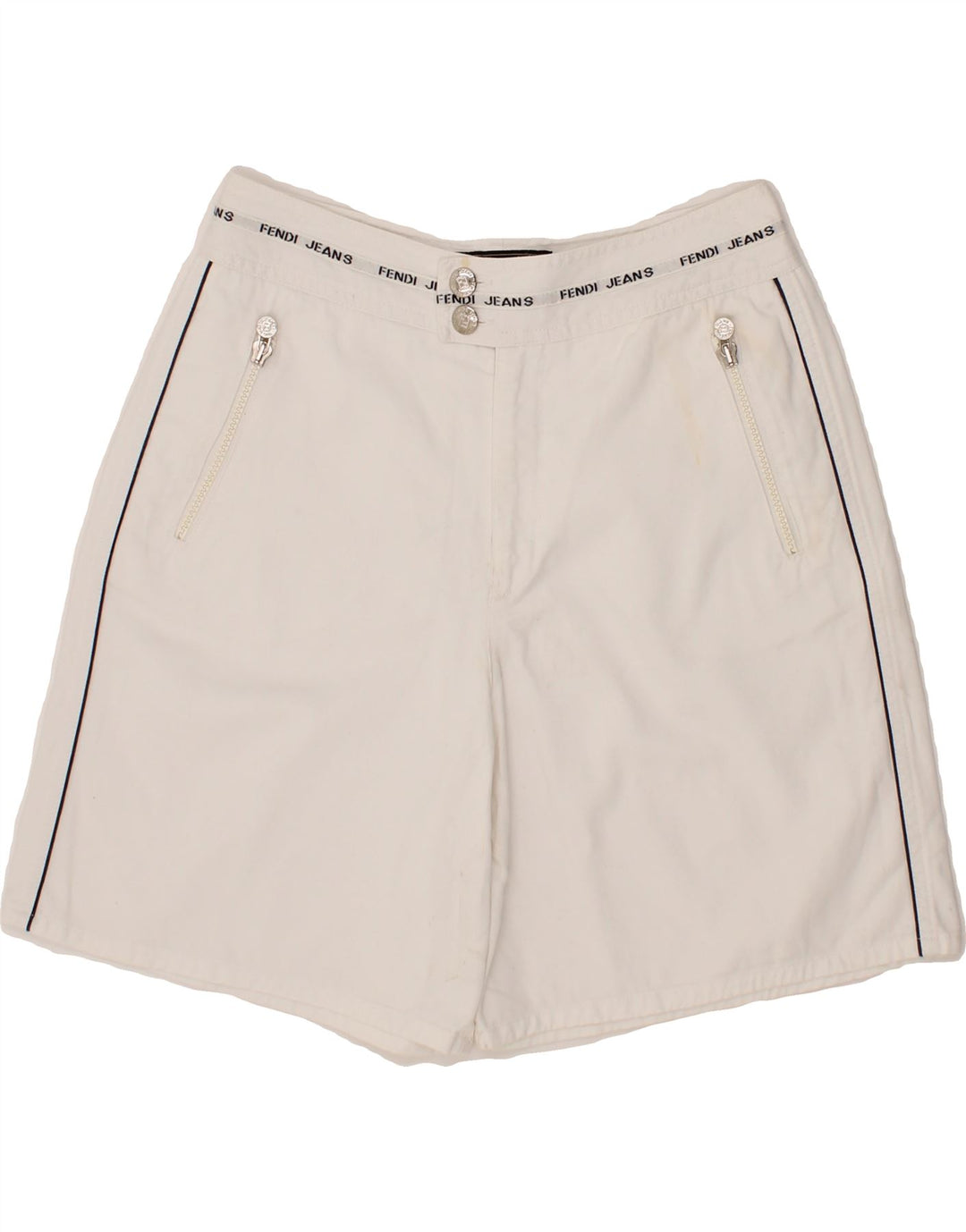 FENDI Womens Graphic Sport Shorts IT 44 Medium White Cotton Vintage Fendi and Second-Hand Fendi from Messina Hembry 