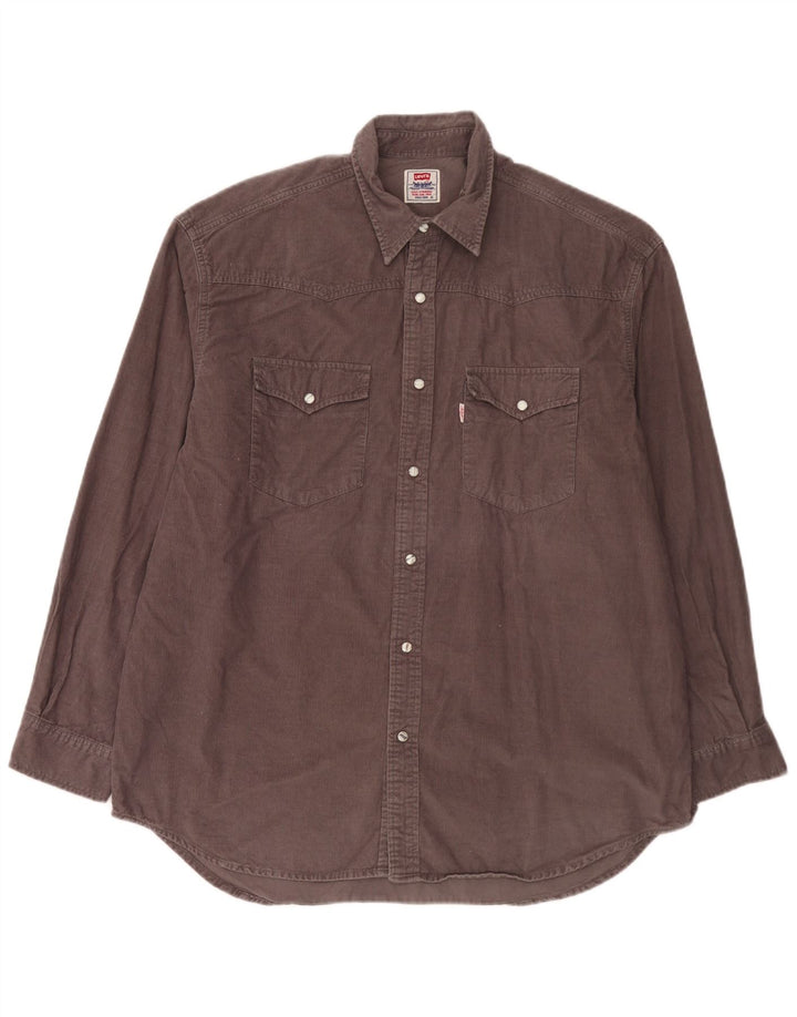 Cămașă Levi's pentru bărbați din velur XL din bumbac maro