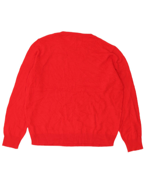 Marks & Spencer Womens Crew Neck Jumper Sweater UK 16 Large Red Christmas
