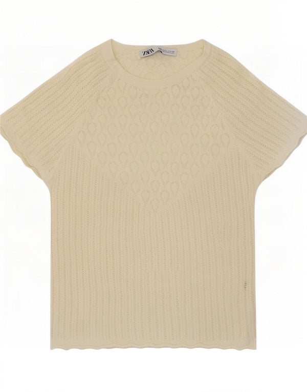 Tricou pentru femei Zara UK 14 Large Off White