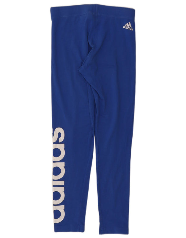 Leggings cu grafic pentru femei Adidas UK 8/10 Bumbac albastru mic