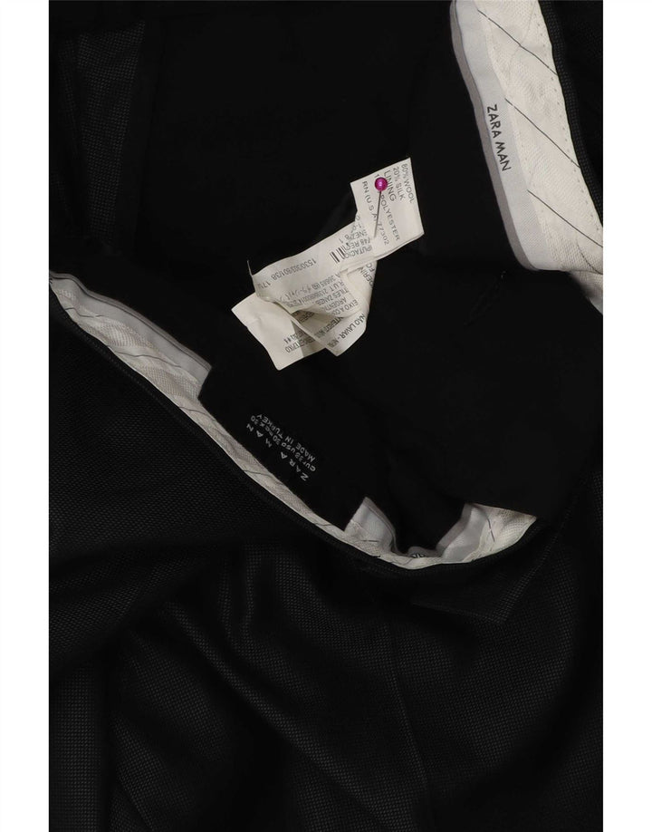Pantaloni de costum drepți pentru bărbați Zara EU 38 Mici L30 L30 Poliester negru