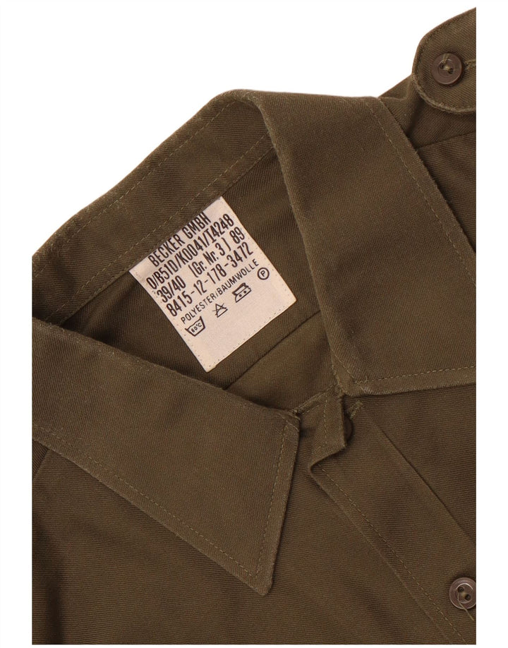 Cămașă militară vintage pentru bărbați Mărimea 39/40 Poliester kaki mediu