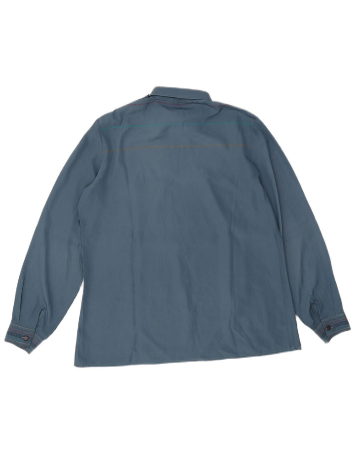 Cămașă vintage pentru femei IT 48 XL poliester cu dungi albastre