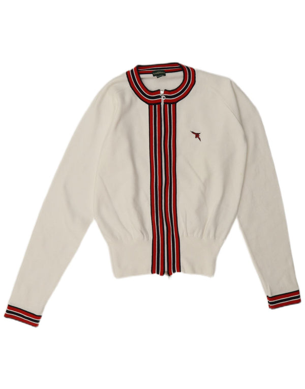 Pulover Chervo cardigan cu fermoar complet pentru femei IT 46, mare, alb, bloc de culoare