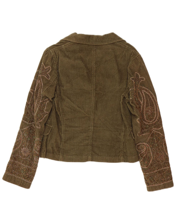 P.A.R.O.S.H. Jachetă Blazer pentru femei cu 3 nasturi UK 10 Small Khaki Paisley