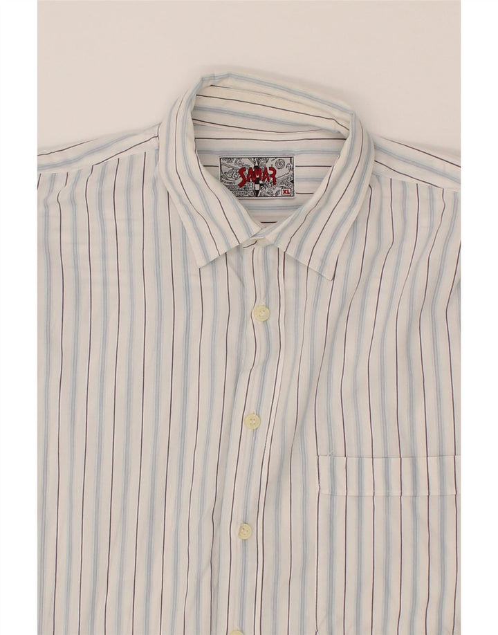 SAMAR Mens Shirt XL Blue Striped Vintage Samar and Second-Hand Samar from Messina Hembry 