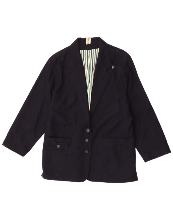 Blazer Vintage pentru femei cu 3 nasturi, UK 16, mare, bleumarin
