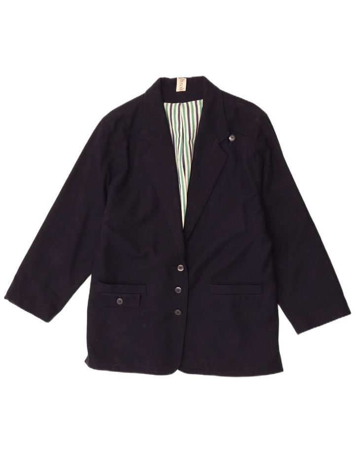 Blazer Vintage pentru femei cu 3 nasturi, UK 16, mare, bleumarin