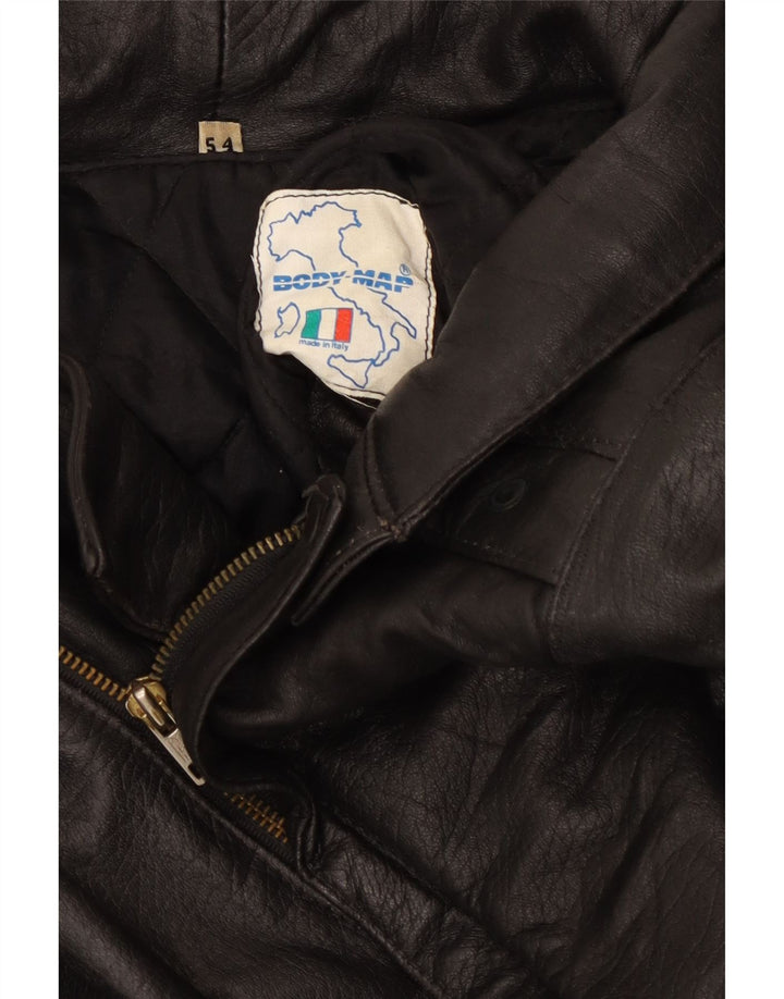 Jachetă din piele vintage pentru bărbați IT 54 2XL din piele neagră