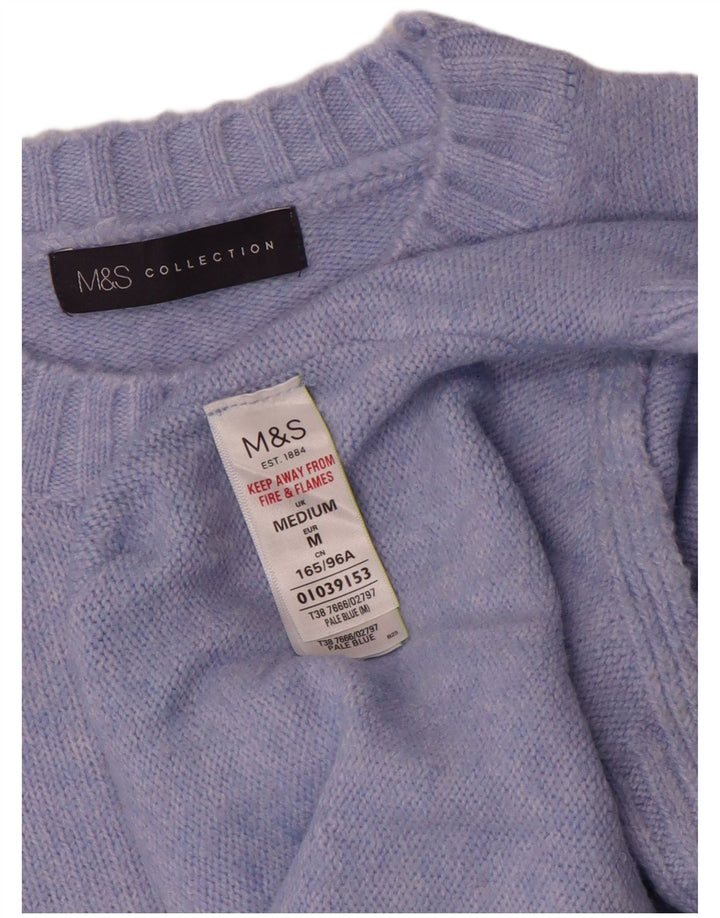 Pulover pentru femei Marks & Spencer cu decolteu triplu UK 14 Medium Blue Acrylic