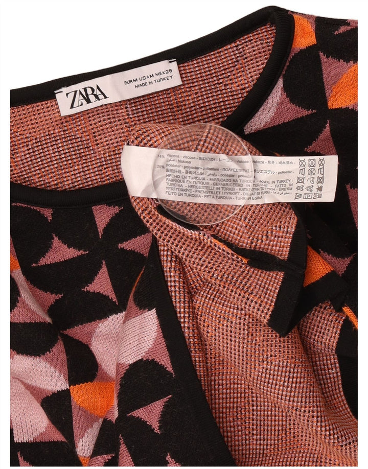 Crop Top pentru femei Zara cu mânecă lungă UK 12 Medium Multicolor Geometric