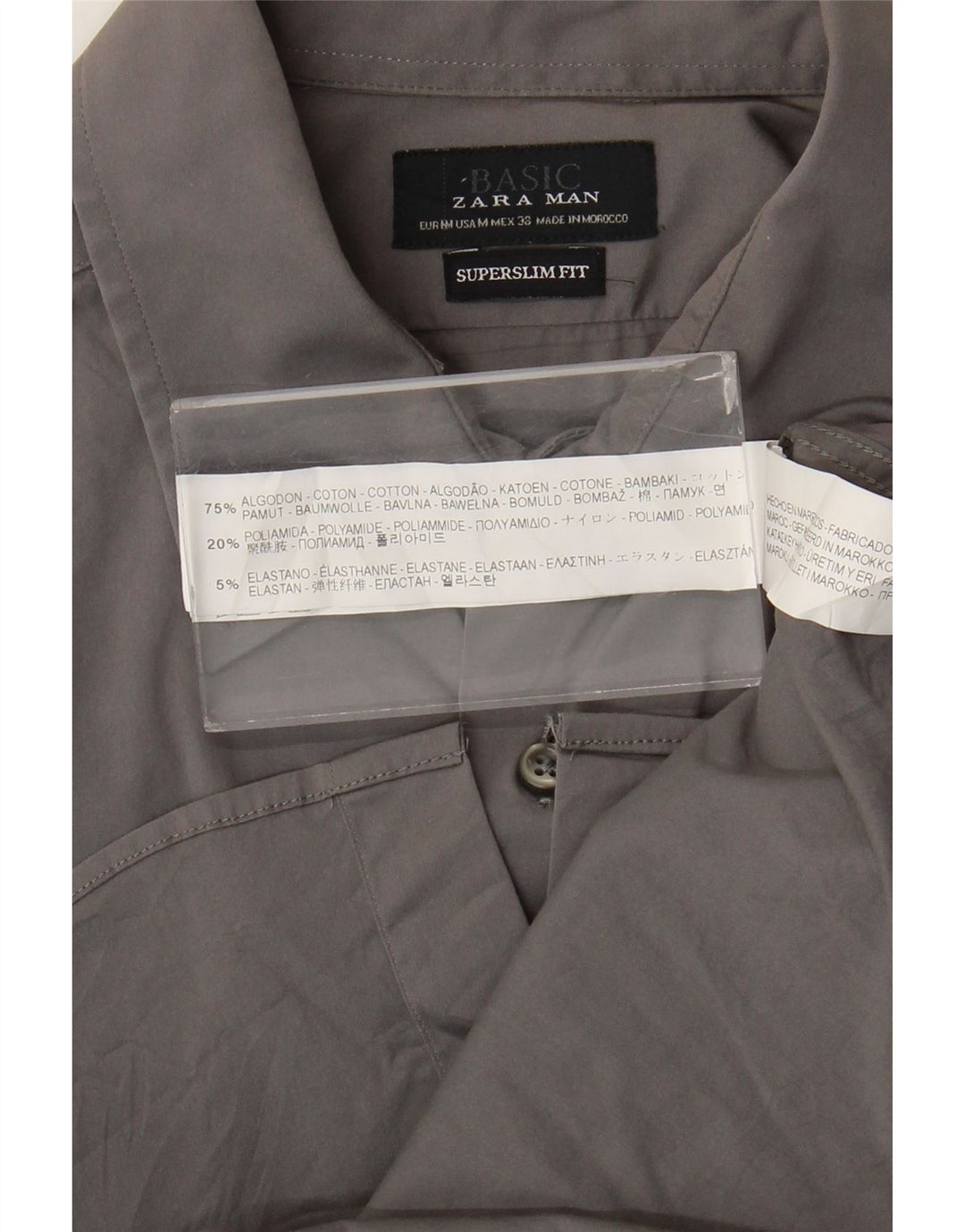 Cămașă pentru bărbați Zara Super Slim Fit, bumbac gri mediu