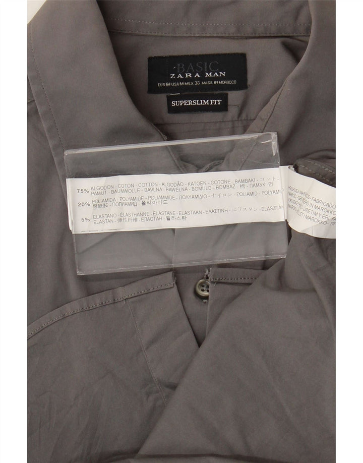 Cămașă pentru bărbați Zara Super Slim Fit, bumbac gri mediu