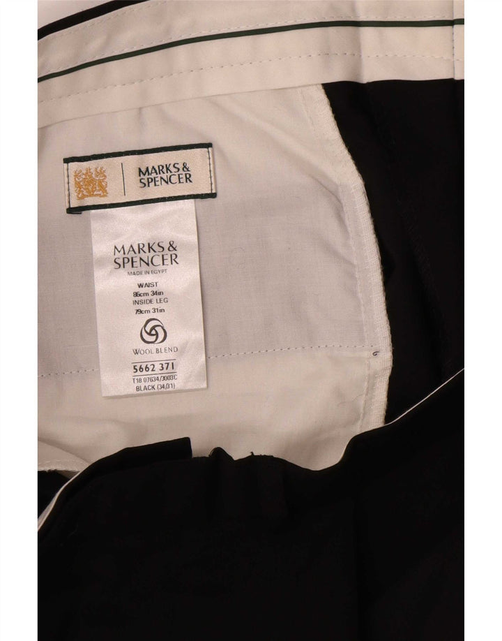Marks & Spencer Pantaloni drepți pentru bărbați L34 L31 Poliester negru