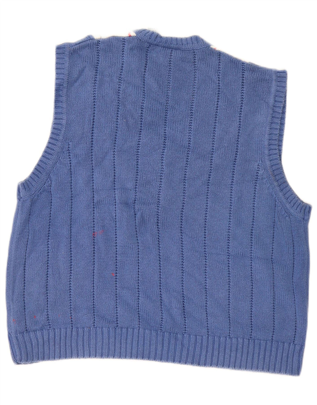 Izod Womens Vest Tank Top UK 16 Large Blue Argyle/Diamond Bumbac