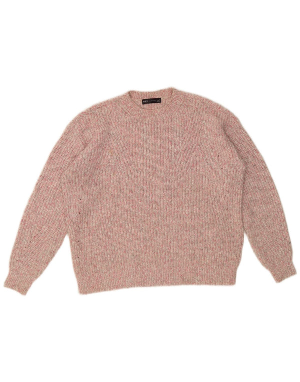 Pulover pentru femei Marks & Spencer cu decolteu triplu UK 14 Medium Pink Flecked