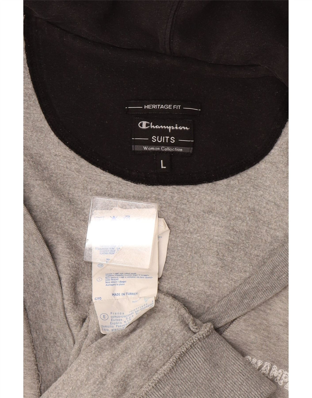 CHAMPION Pulover cardigan cu glugă pentru femei UK 14 mare bumbac gri