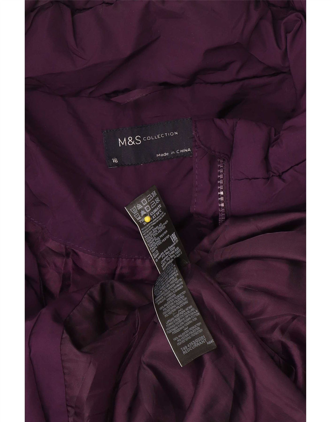 Palton căptușit cu glugă pentru femei Marks & Spencer UK 16 Poliester violet mare